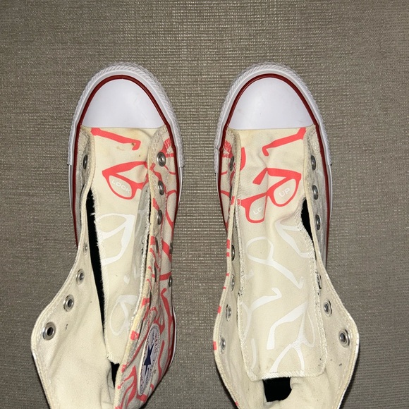 Converse High-Tops with Custom Pink Glasses Design - Picture 3 of 8